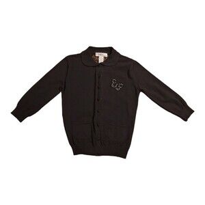 KIKIT Womens Cardigan Sweater Button Down Butterfly Rhinestone Lace Black Size S